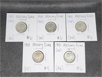 5- 1941 Mercury Dimes