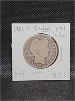 1901 O Barber Half Dollar