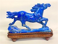 Vintage Lapis Lazuli Carved Running Horse