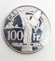 CASINO DE MONTE CARLO 100 Francs Sterling Silver G