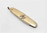 MASONIC CREST on Gold filled Pen Knife signed ANSO