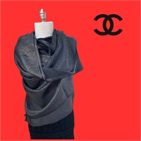 Classic Chanel VINTAGE Black/Gold Quilted Pashmina