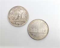 Set of 2 Canadian Silver Dollar 1939, 1949