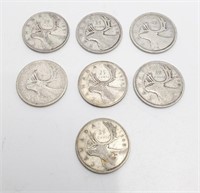 Set of 7 Canadian 25 Cents
