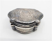 Antique FRENCH Fancy Small Silver Box Hand Chased