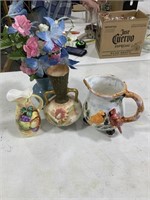 Decorative vases, pitchers, artificial flowers,