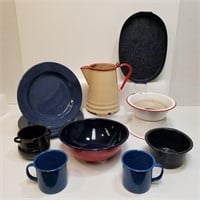 Enamelware / Graniteware Plates  Bowls - Cups