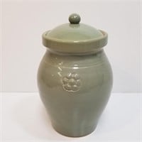 Green Glazed Rowe Pottery Jar with Lid - Vintage