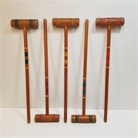Five Vintage Wood Croquet Mallets