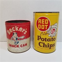 Red Dot Potato Chip Tin - Becker's Snack Can