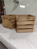 Pair of little wooden display crates.
