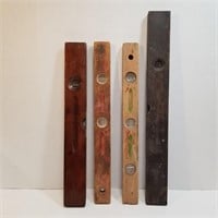 Four Old Wood Levels - Vintage Tools