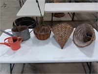 Hanging Planters,14x15, round 12x7, watering cans