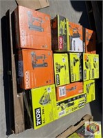 (13 pcs) assorted RYOBI and RIDGID tools