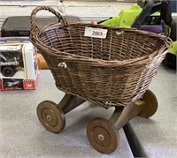 Vintage, wicker, doll, carriage, basket