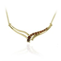 14K Gold Plated Natural Garnet "V" Necklace