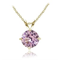 14K Gold Plated Sterling Pink Tourmaline Necklace