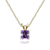 14k Yellow Gold Natural Amethyst Pendant Necklace