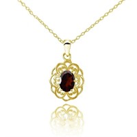 14K Yellow Gold Plated Natural Garnet Necklace