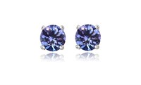 Genuine Tanzanite Sterling Silver Stud Earrings