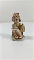 Vintage Girl With Bird Porcelain Figurine