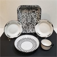 White & Black Enamelware - Splatter Pan - Mug