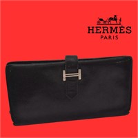 HERMES Bearn Classic Vintage Leather Long Wallet