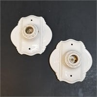 Two Porcelain Wall / Ceiling Light Fixtures