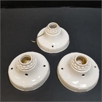 3 Round Porcelain Wall or Ceiling Light Fixtures