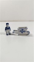 Vintage Delft Blue And White Porcelain Boy And