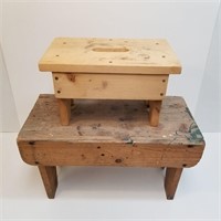 Small Handmade Wood Stools - Vintage