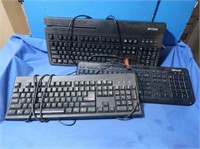 3 Computer Keyboards-1 w/Card Reader