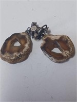 Marked Sterling Screwback Stone Earrings