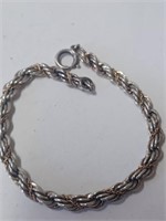 Marked Sterling Thick Rope Bracelet- 15.2g