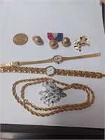 Lot of Goldtone Jewelry to Include Watches,