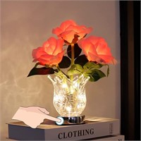 Battery Operated Rose Table Lamp, LED Artificial F