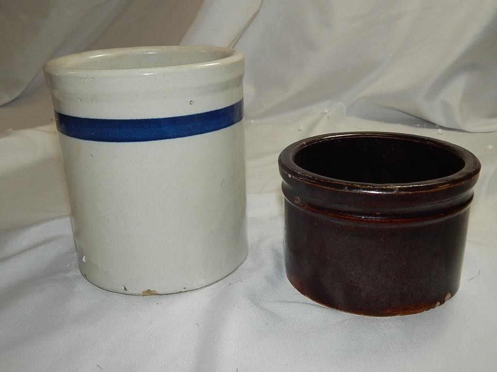 Stoneware Beater Jar & Macomb Pottery Jar
