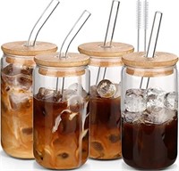 Glass Cups with Lids and Straws 4pcs-DWTS Coffee c