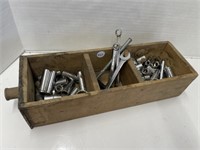 Small 3 Sectioned Wood Drawer with Sockets etc.