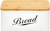 Modern Metal Bread Box with Bamboo Lid, Bread Stor