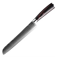 8" Bread Knife, 4cr13 Stainless steel, Pakkawood s