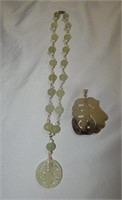 Chinese Carved Necklace & Pendant 925 Silver clasp