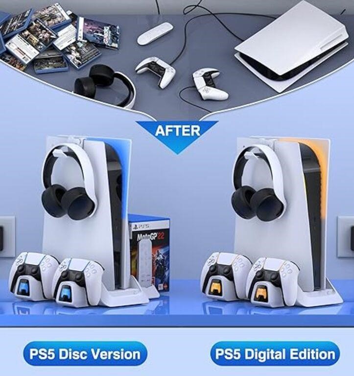 PS5 Stand with Cooling Station&Dual Controller Cha