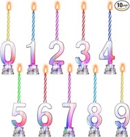 10 Pieces Multicolor LED Birthday Number Candle Se