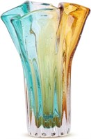 Blown Glass Colorful Vases, Unique Wide Mouth Vase