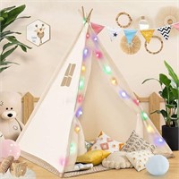 Kids Teepee Tent with String Lights for Kids, Teep