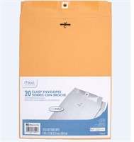 Mead Clasp Envelopes, 9" x 12", Brown Kraft,