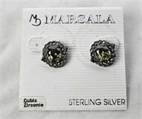 Pair Of Sterling Silver, Cubic Zarconia Earrings