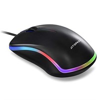 JITOPKEY USB Wired Mouse, Rainbow Lights Optical