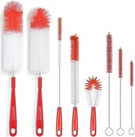 ALINK 8-Pack Red Bottle Brush Cleaner Set - Long